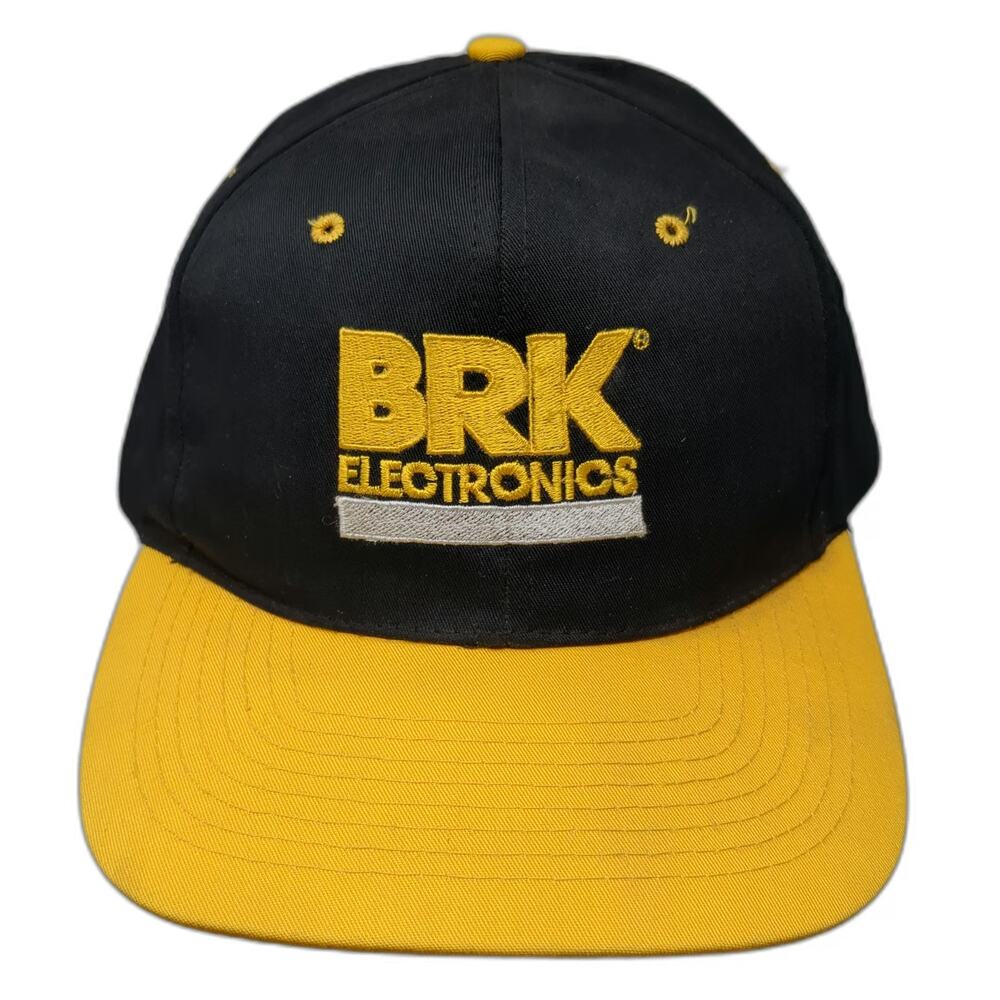 Nissun Snapback Hat Black Yellow OS BRK Electronics Embroidered Logo 2-Tone